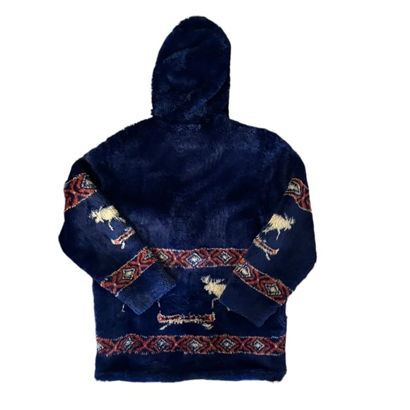 Vintage Northern Lifestyles Canada Fuzzy Reindeer Zip Front Hoody Jacket XS - Picture 12 of 16